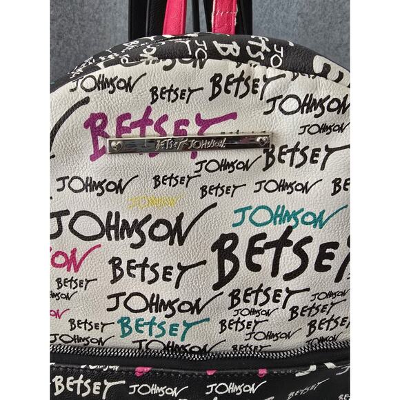 Betsey Johnson Backpack Logo Black Pink Large - Picture 9 of 10